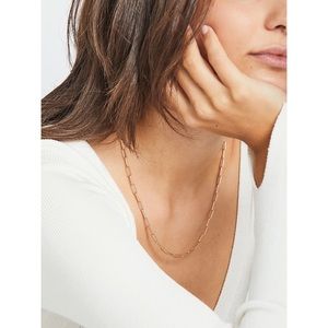 NEW Free People Paperclip Chain Link Necklace Gold